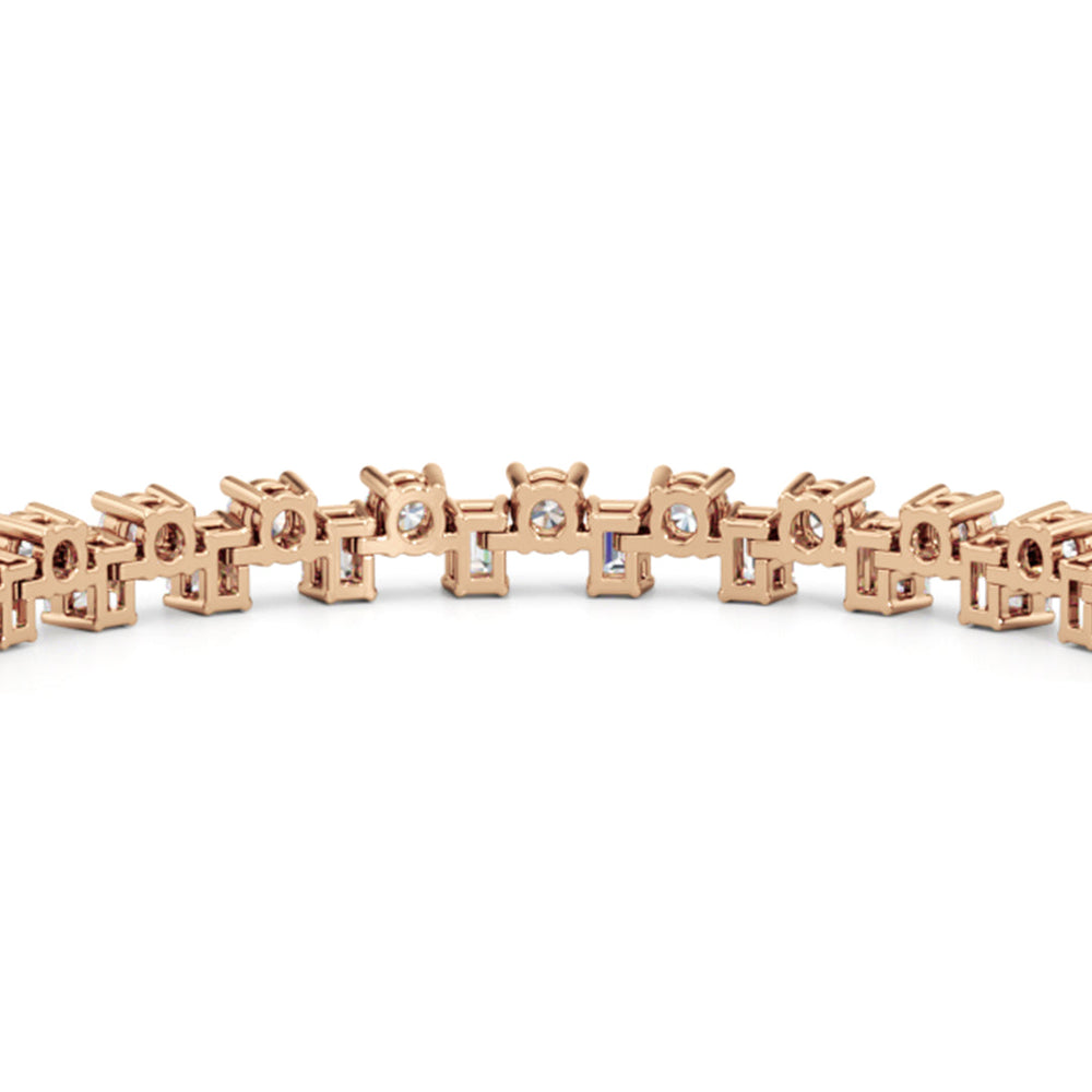 Staggered Tennis Bracelet with Lab Cut Diamond in 14KT Rose Gold view 8
