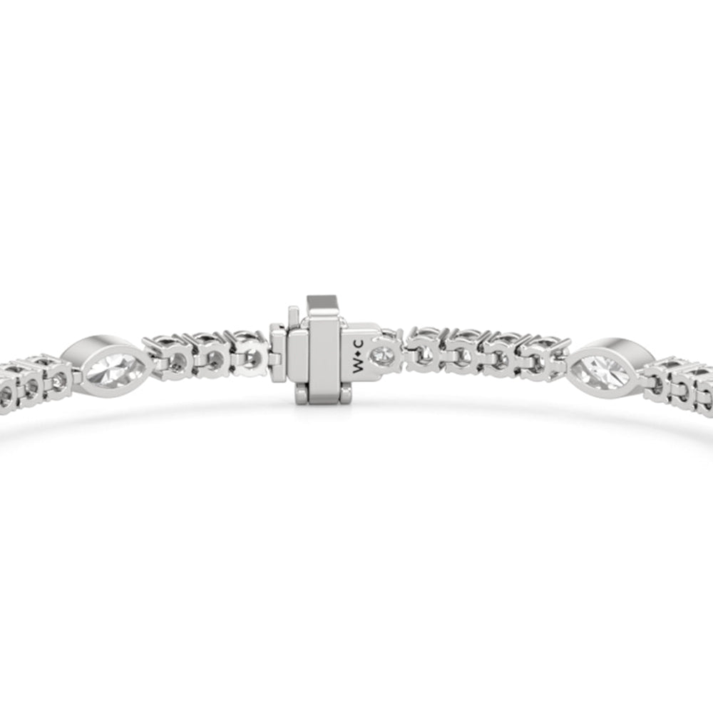 Marquise Station Tennis Bracelet with 4 1/2 Cut Diamond in 14KT White Gold view 7
