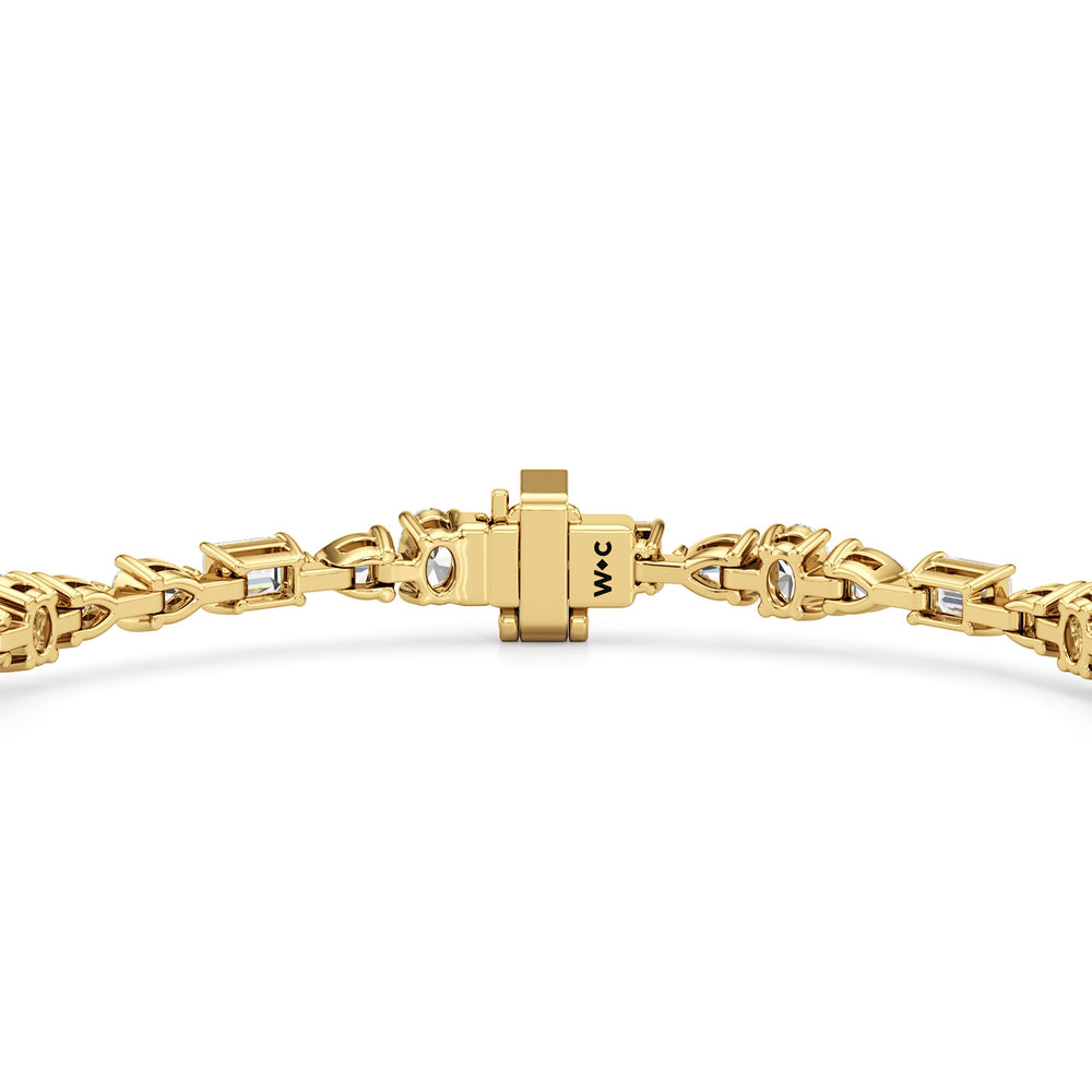 Pear and Oval Sequenced with Emerald Tennis Bracelet with 6 Cut Diamond in 14KT Yellow Gold view 7
