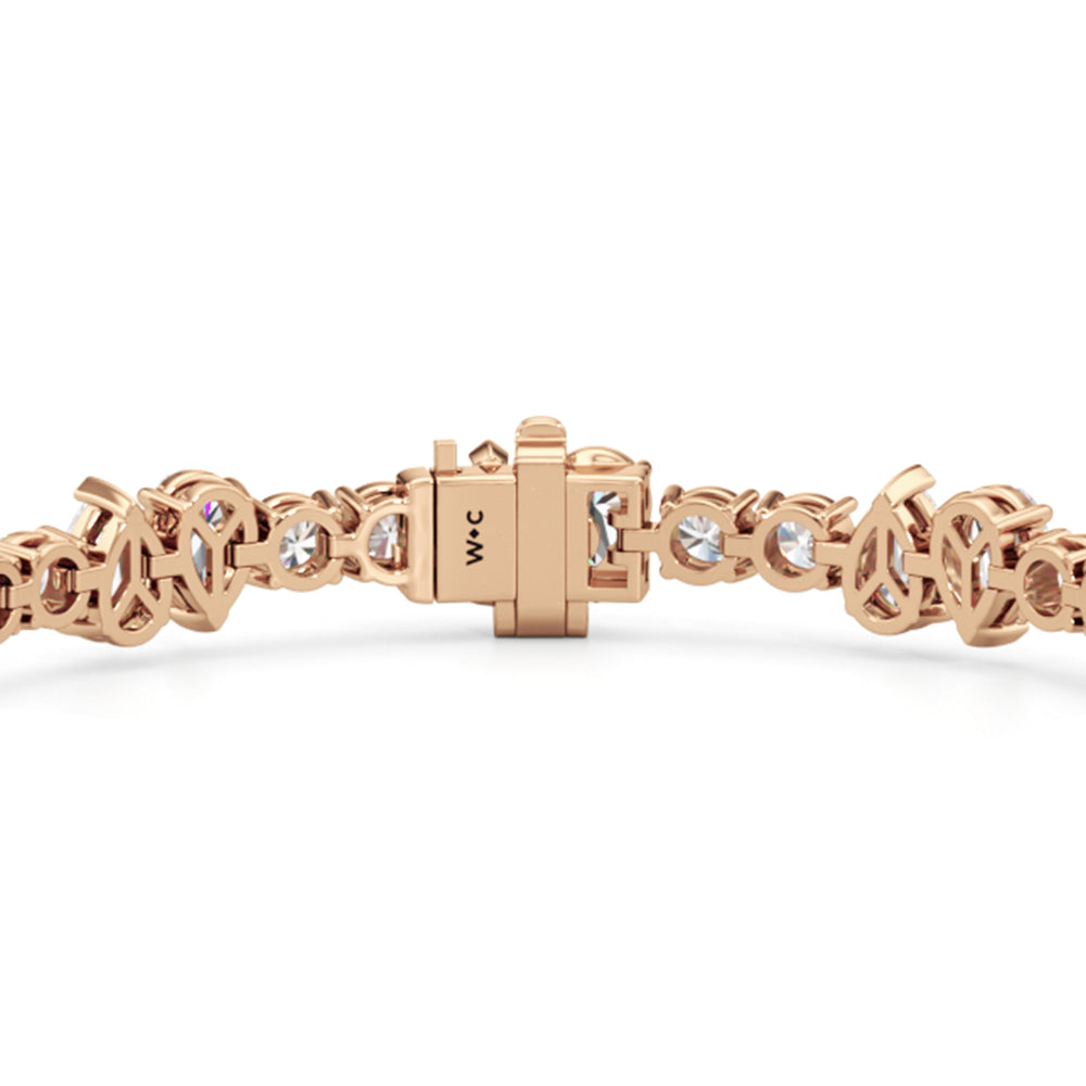 North-South Pear Sequenced Tennis Bracelet with Lab Cut Diamond in 14KT Rose Gold view 5
