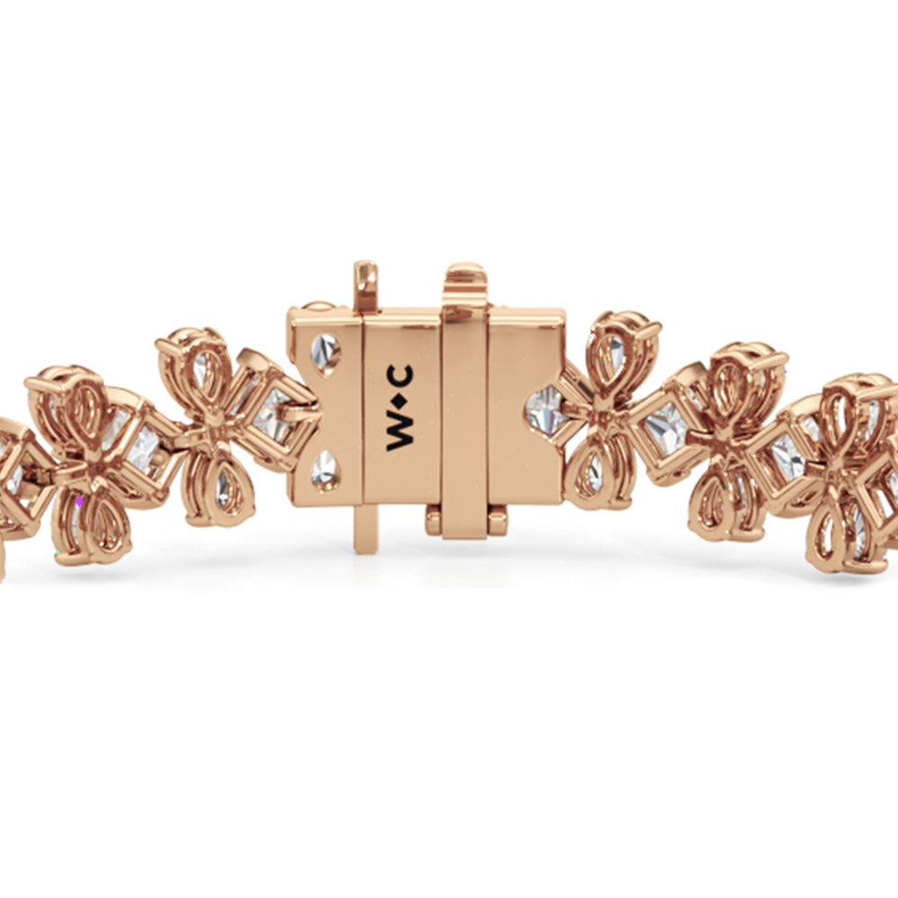 Fluer-de-lis Tennis Bracelet with Lab Cut Diamond in 14KT Rose Gold view 4
