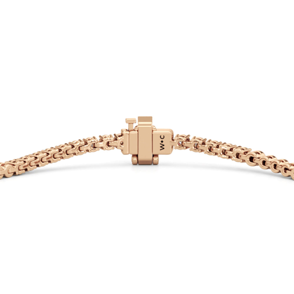 Gold Beaded and Round Diamond Tennis Bracelet with Lab Cut Diamond in 14KT Rose Gold view 7
