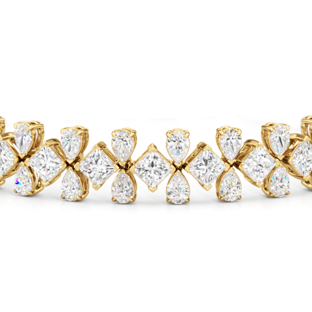 Fluer-de-lis Tennis Bracelet with Lab Cut Diamond in 14KT Yellow Gold view 3
