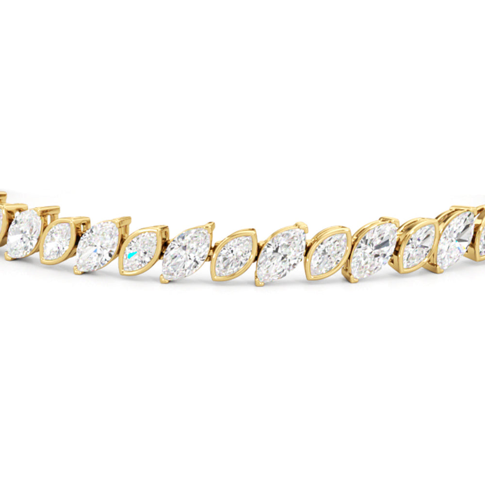 Angled Marquise Bezel Tennis Bracelet with 10 Cut Diamond in 14KT Yellow Gold view 6
