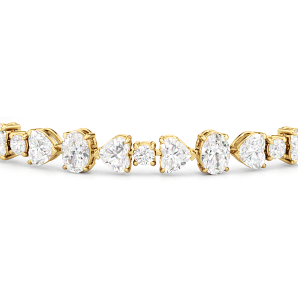 Heart and Oval Tennis Bracelet with Lab Cut Diamond in 14KT Yellow Gold view 4
