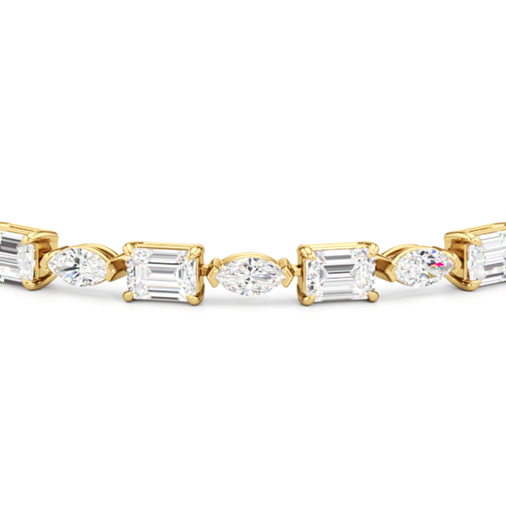 Marquise and Emerald Alternating Tennis Bracelet with Lab Cut Diamond in 14KT Yellow Gold view 4

