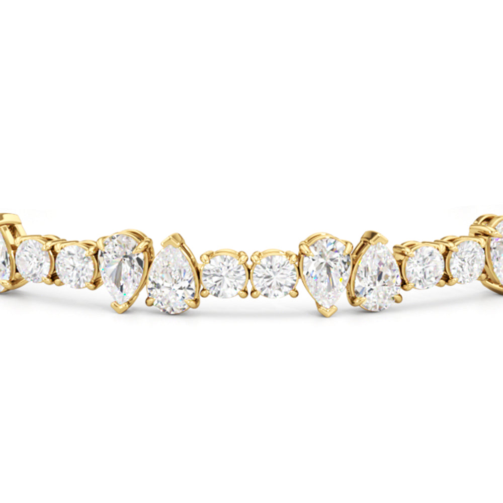 North-South Pear Sequenced Tennis Bracelet with Lab Cut Diamond in 14KT Yellow Gold view 4
