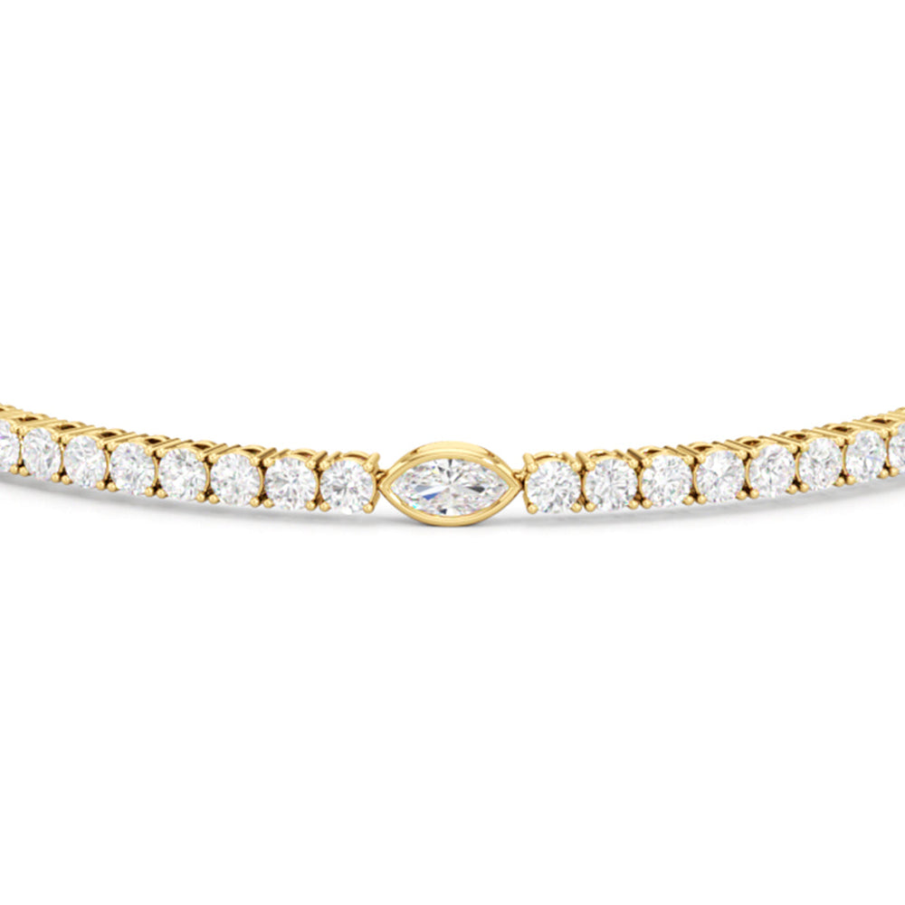 Marquise Station Tennis Bracelet with 4 1/2 Cut Diamond in 14KT Yellow Gold view 6
