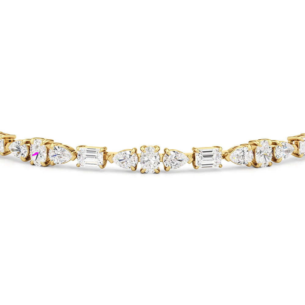 Pear and Oval Sequenced with Emerald Tennis Bracelet with 6 Cut Diamond in 14KT Yellow Gold view 6
