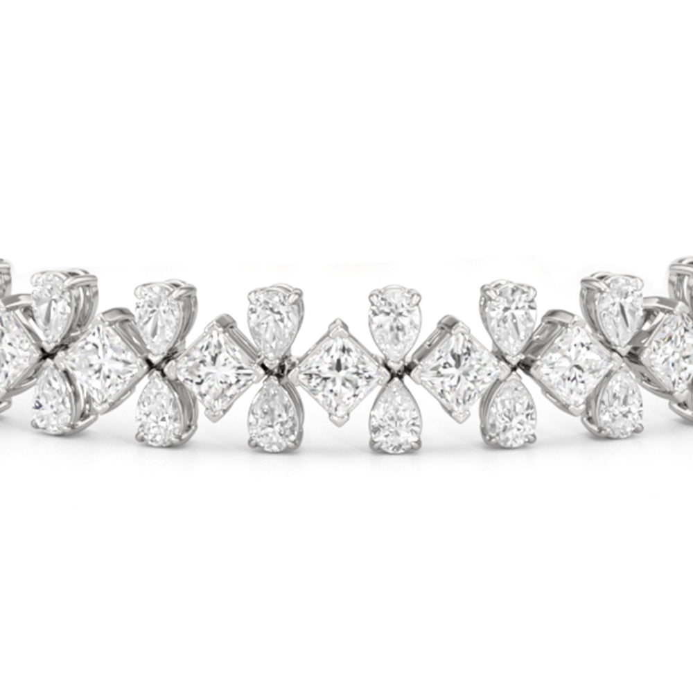 Fluer-de-lis Tennis Bracelet with Lab Cut Diamond in 14KT White Gold view 3
