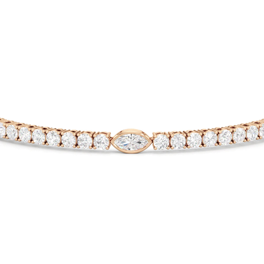 Marquise Station Tennis Bracelet with 4 1/2 Cut Diamond in 14KT Rose Gold view 6
