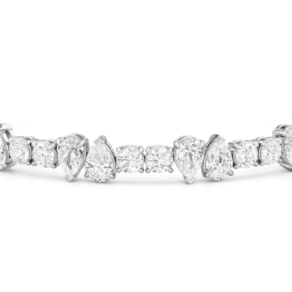 North-South Pear Sequenced Tennis Bracelet with Lab Cut Diamond in 14KT White Gold view 4
