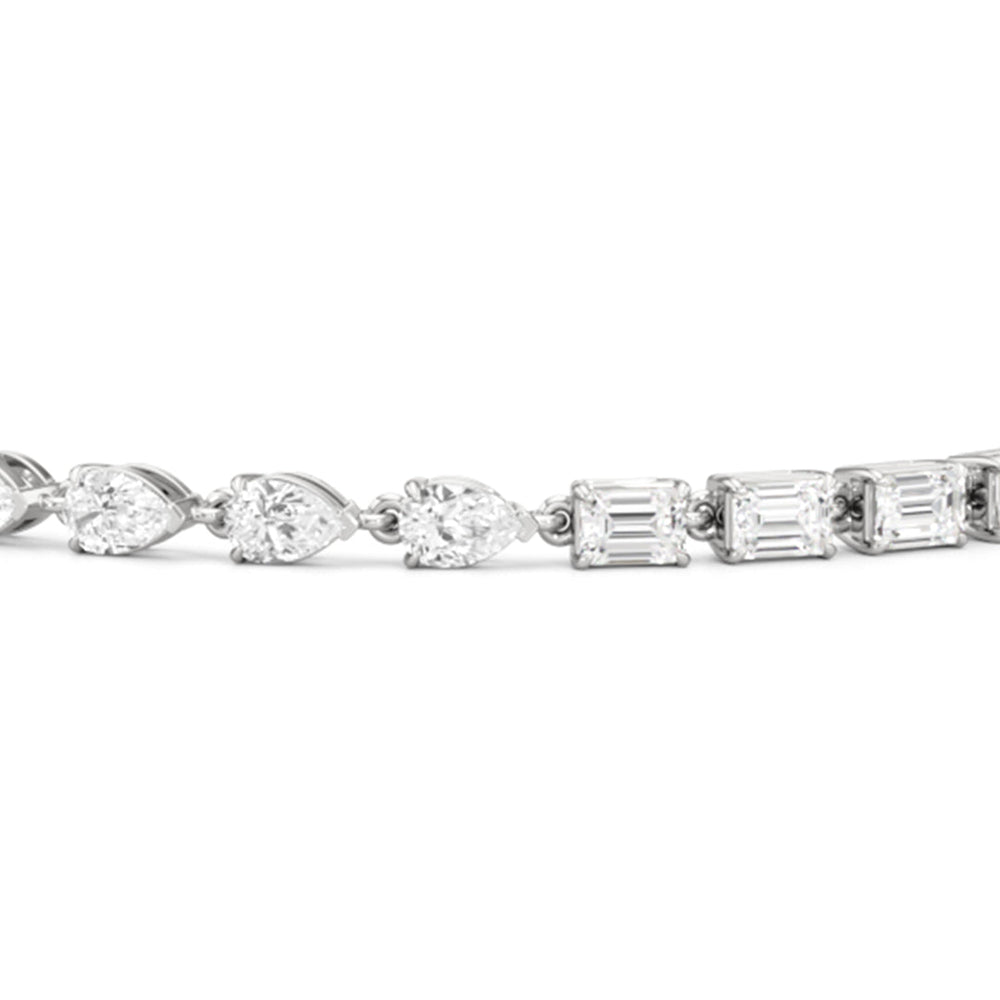 Sequenced Pear and Emerald Tennis Bracelet with 5 Cut Diamond in 14KT White Gold view 6
