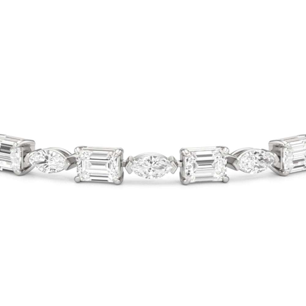 Marquise and Emerald Alternating Tennis Bracelet with Lab Cut Diamond in 14KT White Gold view 4
