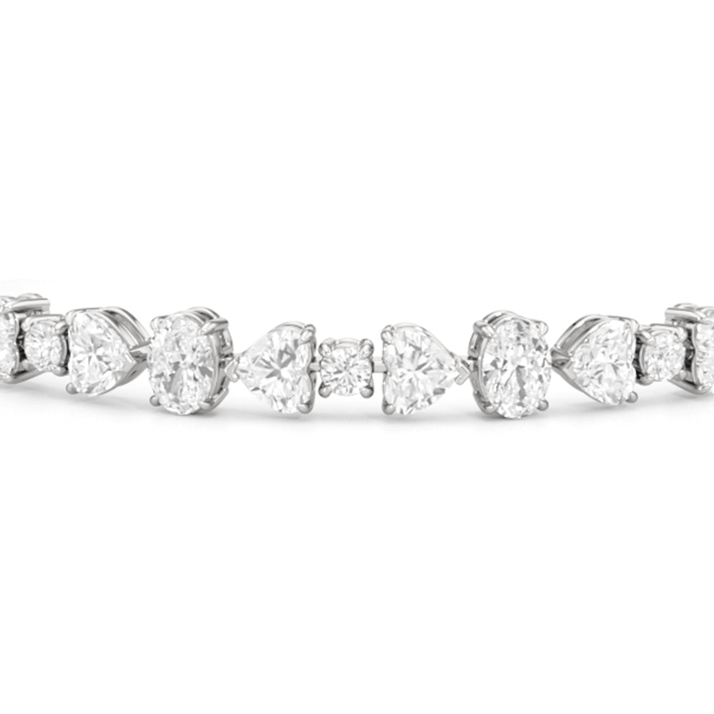Heart and Oval Tennis Bracelet with Lab Cut Diamond in 14KT White Gold view 4
