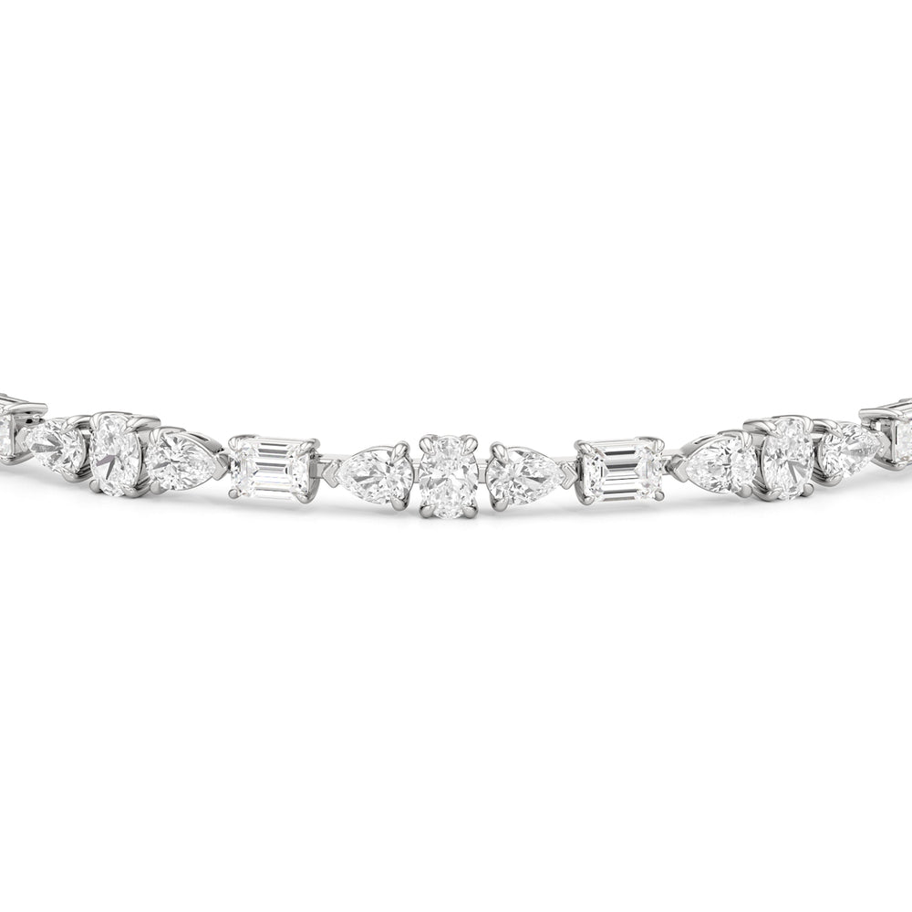 Pear and Oval Sequenced with Emerald Tennis Bracelet with 6 Cut Diamond in 14KT White Gold view 6
