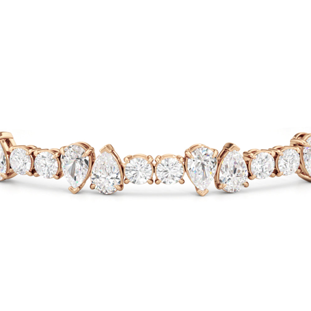 North-South Pear Sequenced Tennis Bracelet with Lab Cut Diamond in 14KT Rose Gold view 4
