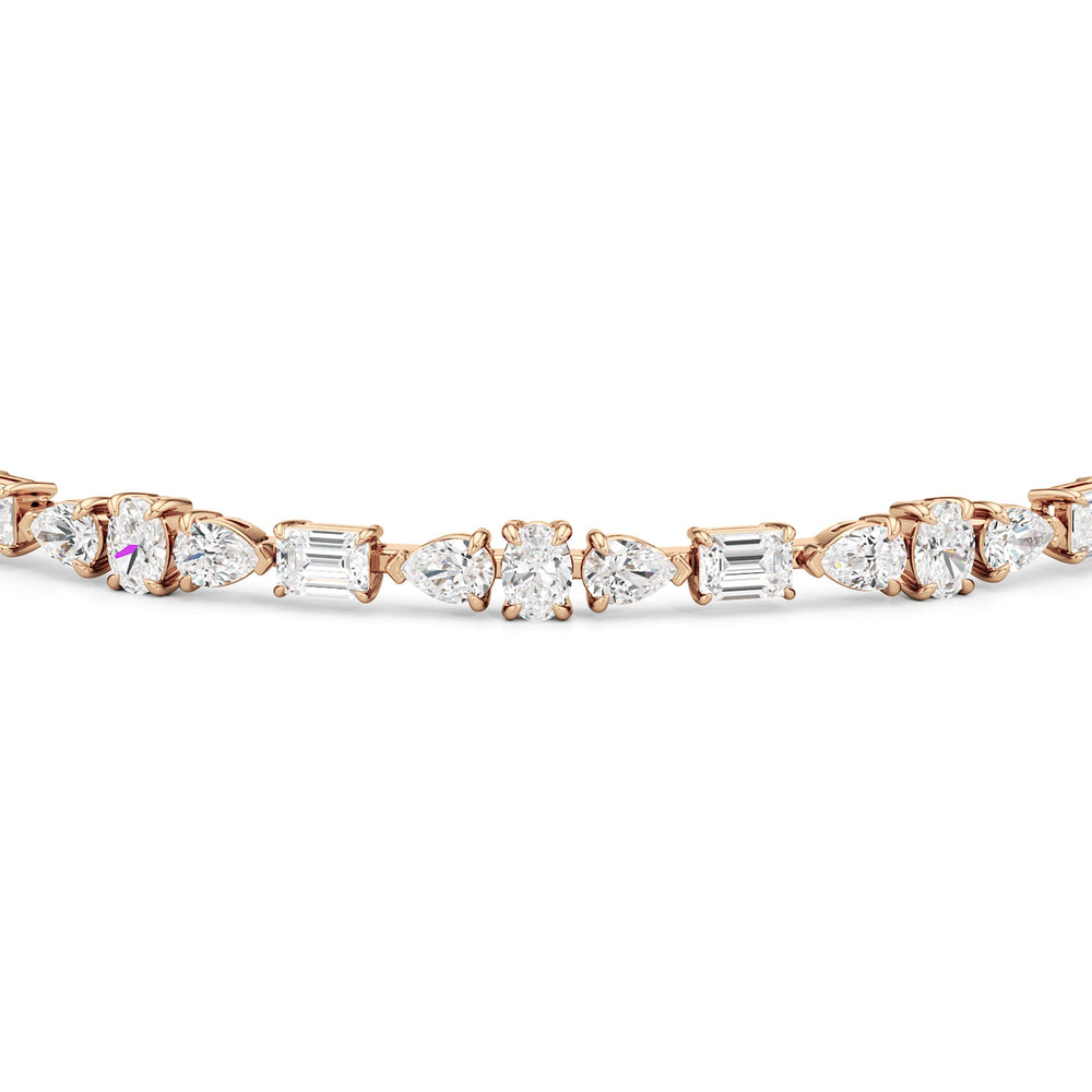 Pear and Oval Sequenced with Emerald Tennis Bracelet with 6 Cut Diamond in 14KT Rose Gold view 6
