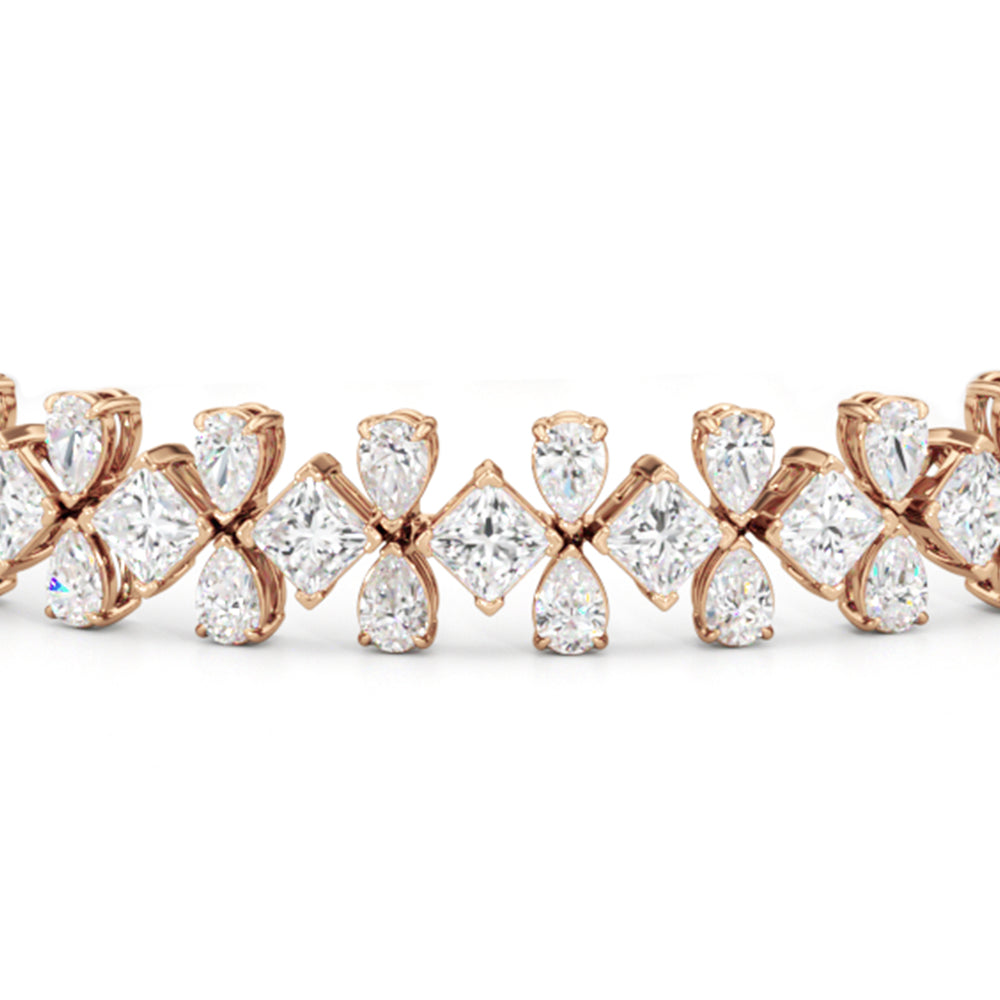 Fluer-de-lis Tennis Bracelet with Lab Cut Diamond in 14KT Rose Gold view 3
