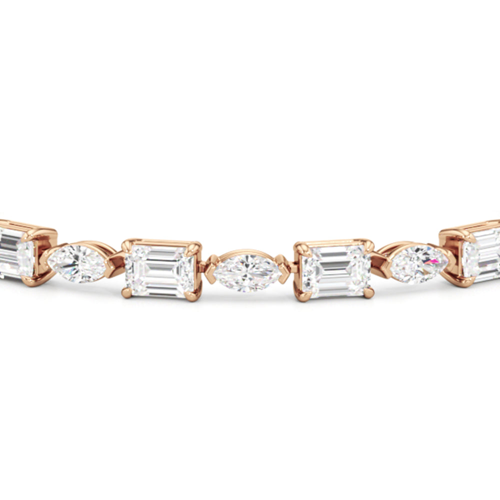 Marquise and Emerald Alternating Tennis Bracelet with Lab Cut Diamond in 14KT Rose Gold view 4
