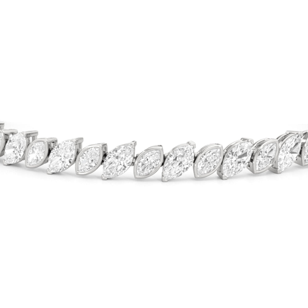 Angled Marquise Bezel Tennis Bracelet with 10 Cut Diamond in 14KT White Gold view 6
