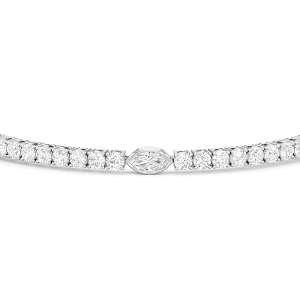 Marquise Station Tennis Bracelet with 4 1/2 Cut Diamond in 14KT White Gold view 6
