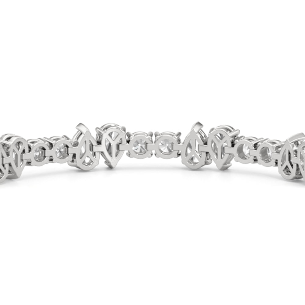 North-South Pear Sequenced Tennis Bracelet with Lab Cut Diamond in 14KT White Gold view 6
