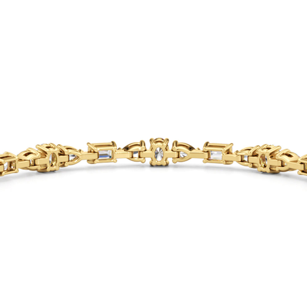 Pear and Oval Sequenced with Emerald Tennis Bracelet with 6 Cut Diamond in 14KT Yellow Gold view 8
