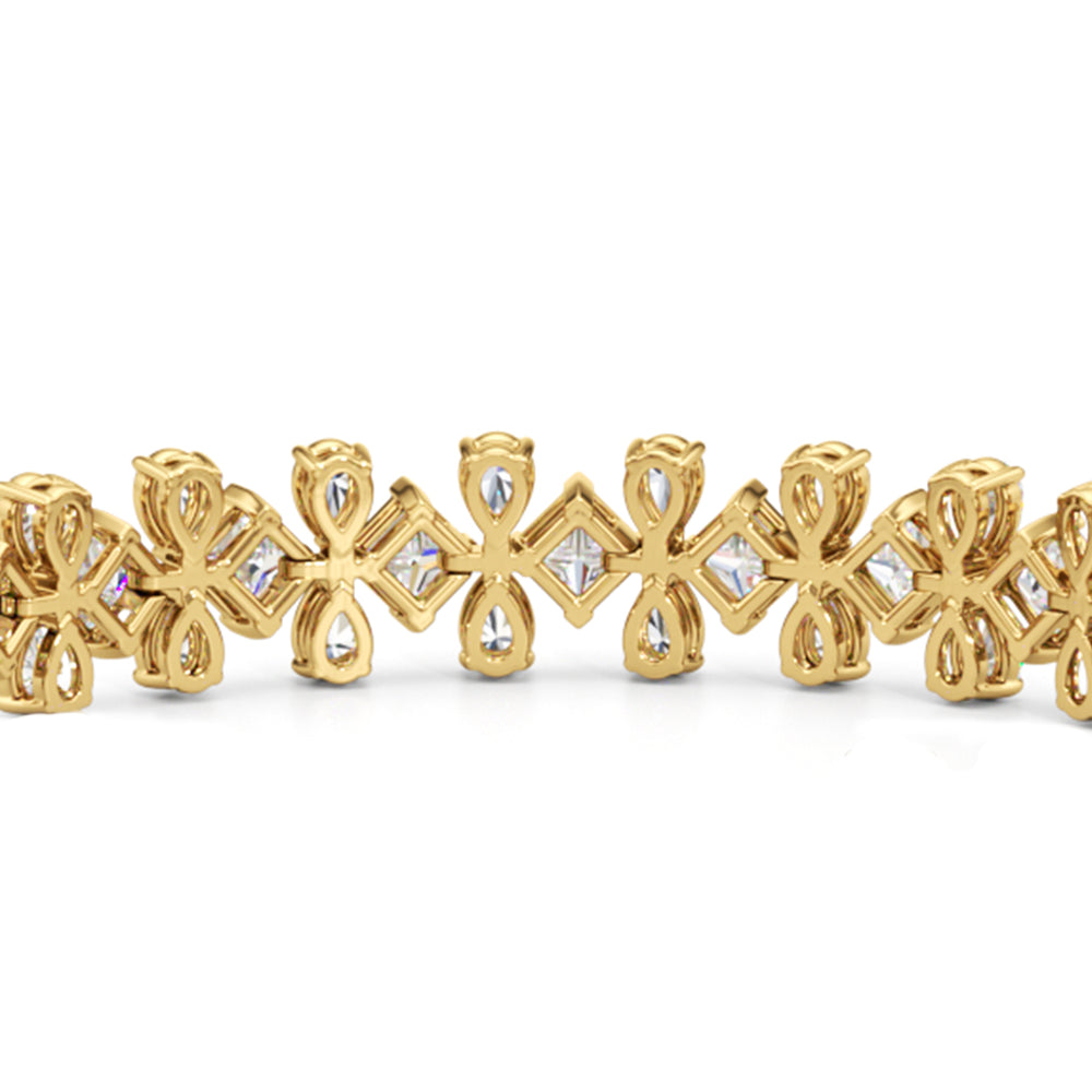 Fluer-de-lis Tennis Bracelet with Lab Cut Diamond in 14KT Yellow Gold view 5

