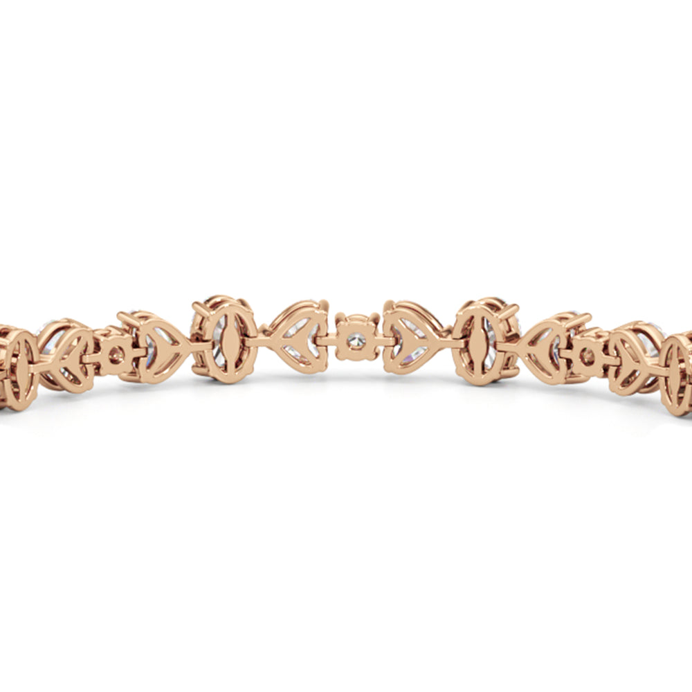 Heart and Oval Tennis Bracelet with Lab Cut Diamond in 14KT Rose Gold view 6
