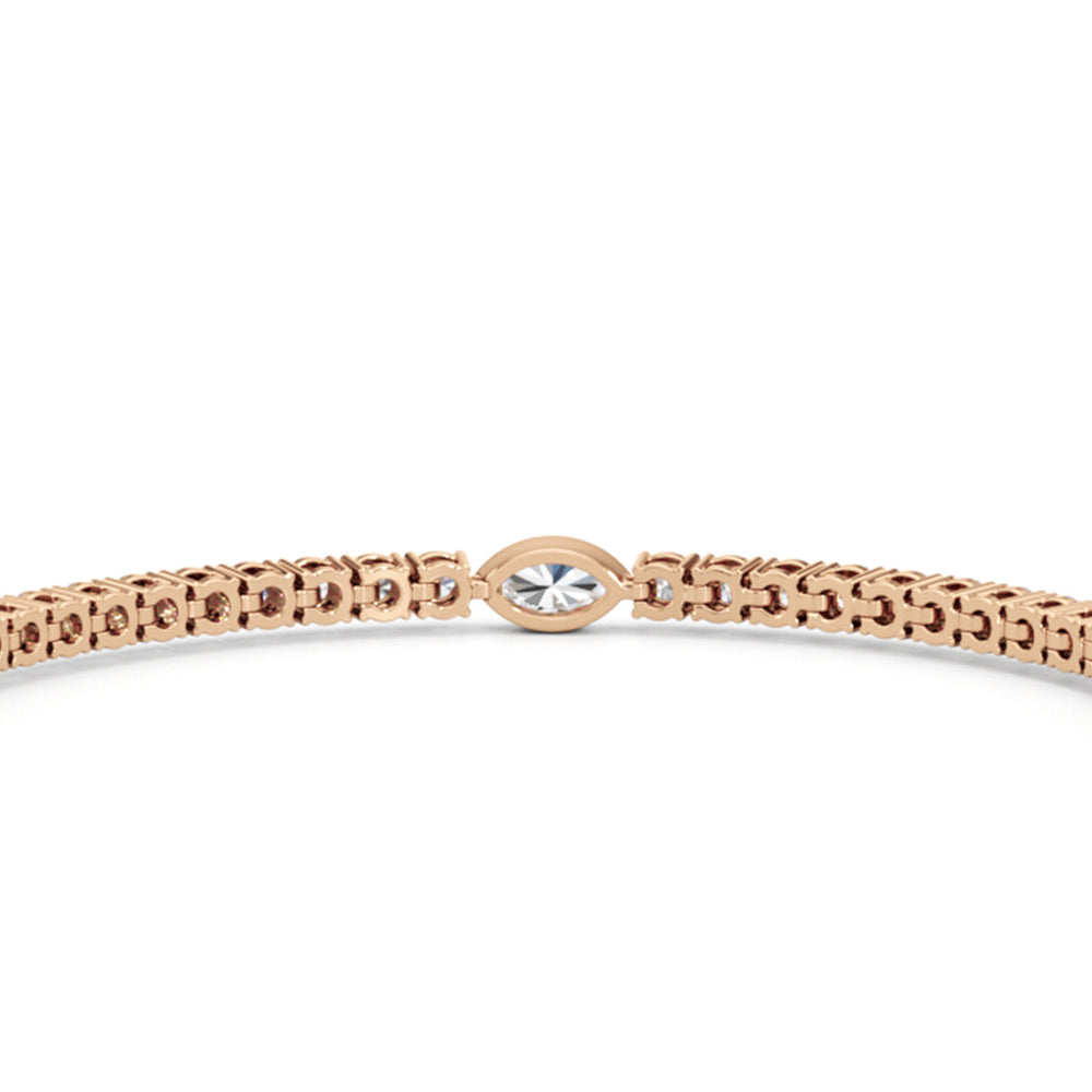 Marquise Station Tennis Bracelet with 4 1/2 Cut Diamond in 14KT Rose Gold view 8
