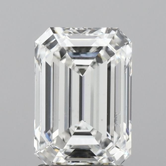 2.55 Carat Emerald Lab Diamond with  Cut Diamond in 14KT  view 1
