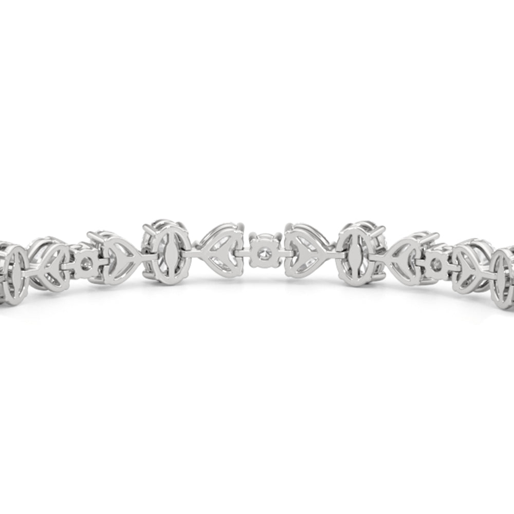 Heart and Oval Tennis Bracelet with Lab Cut Diamond in 14KT White Gold view 6
