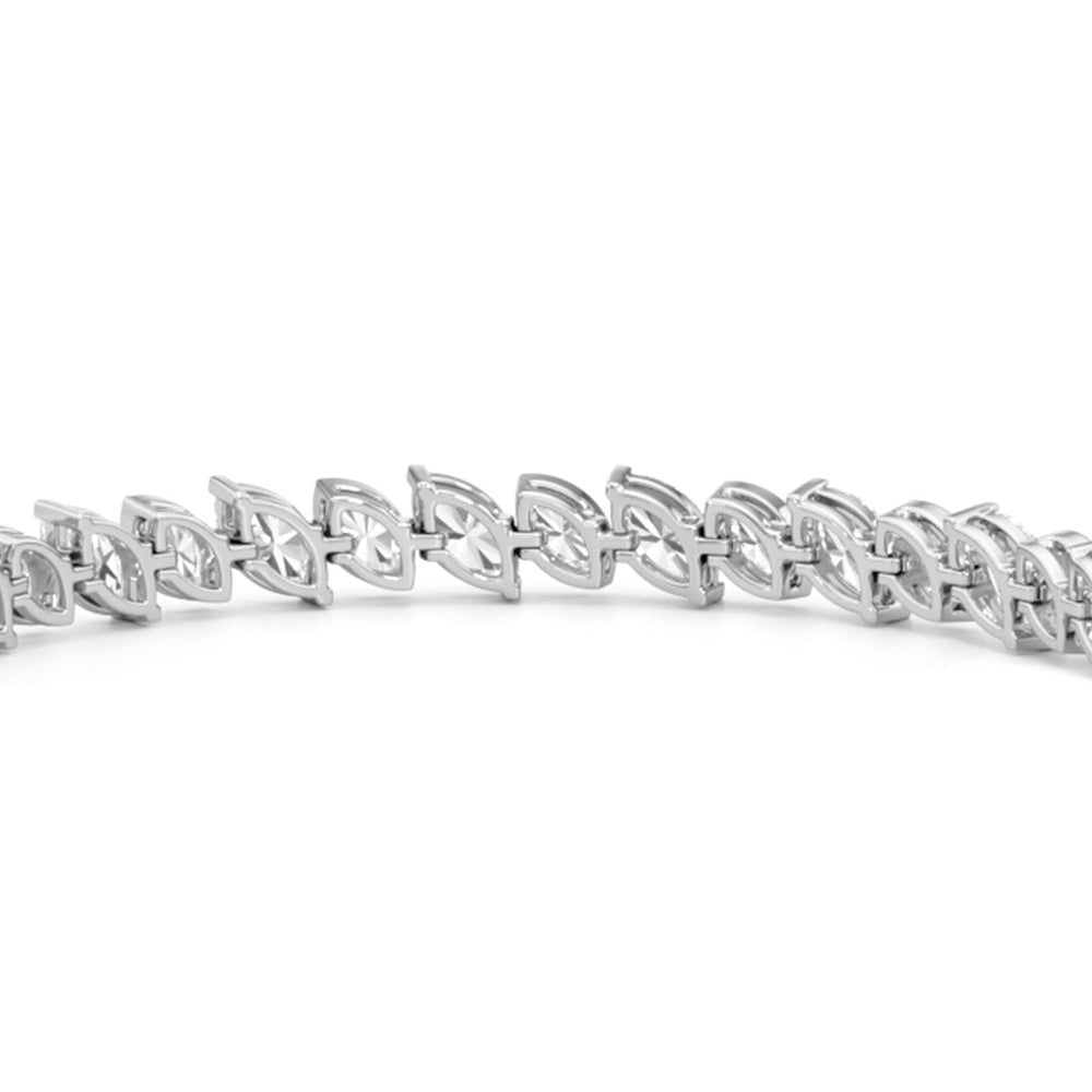 Angled Marquise Bezel Tennis Bracelet with 10 Cut Diamond in 14KT White Gold view 8
