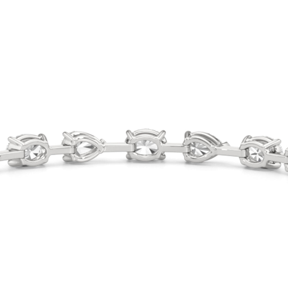 Pear and Oval Tennis Bracelet with 6 Cut Diamond in 14KT White Gold view 8
