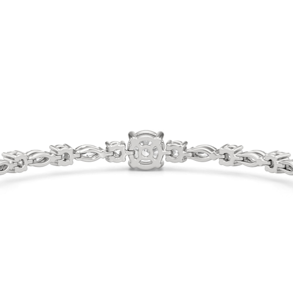 Round with Trailing Round and Marquise Tennis Bracelet with Lab Cut Diamond in 14KT White Gold view 6
