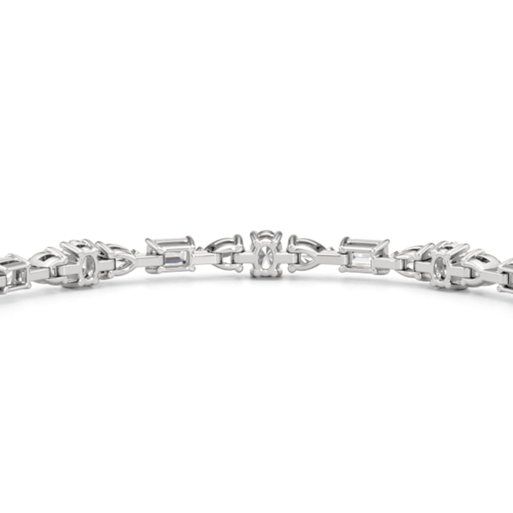 Pear and Oval Sequenced with Emerald Tennis Bracelet with 6 Cut Diamond in 14KT White Gold view 8
