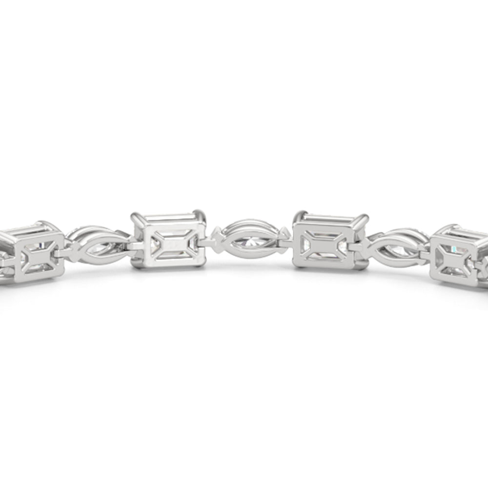 Marquise and Emerald Alternating Tennis Bracelet with Lab Cut Diamond in 14KT White Gold view 6
