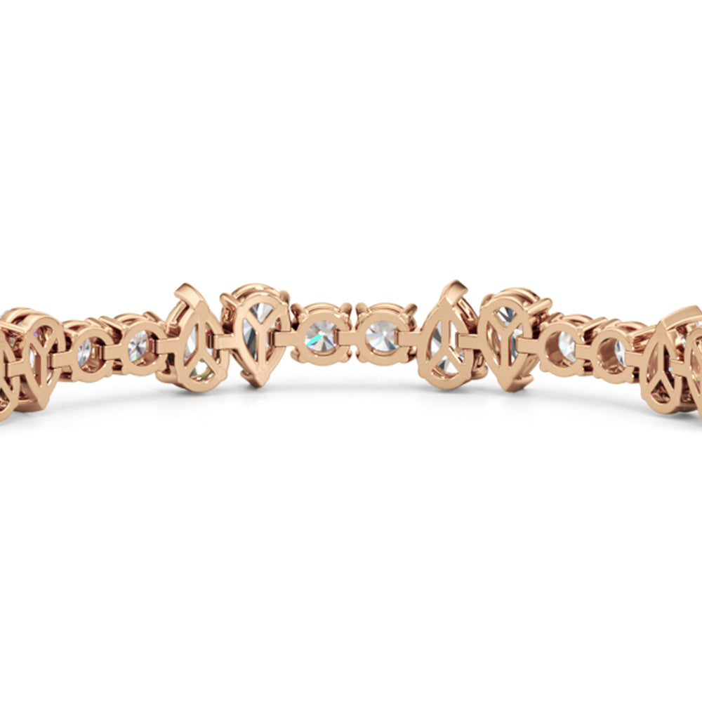 North-South Pear Sequenced Tennis Bracelet with Lab Cut Diamond in 14KT Rose Gold view 6
