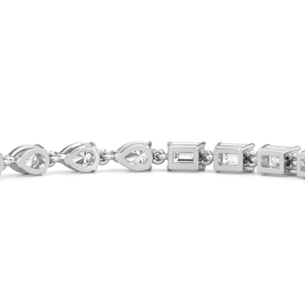 Sequenced Pear and Emerald Tennis Bracelet with 5 Cut Diamond in 14KT White Gold view 8
