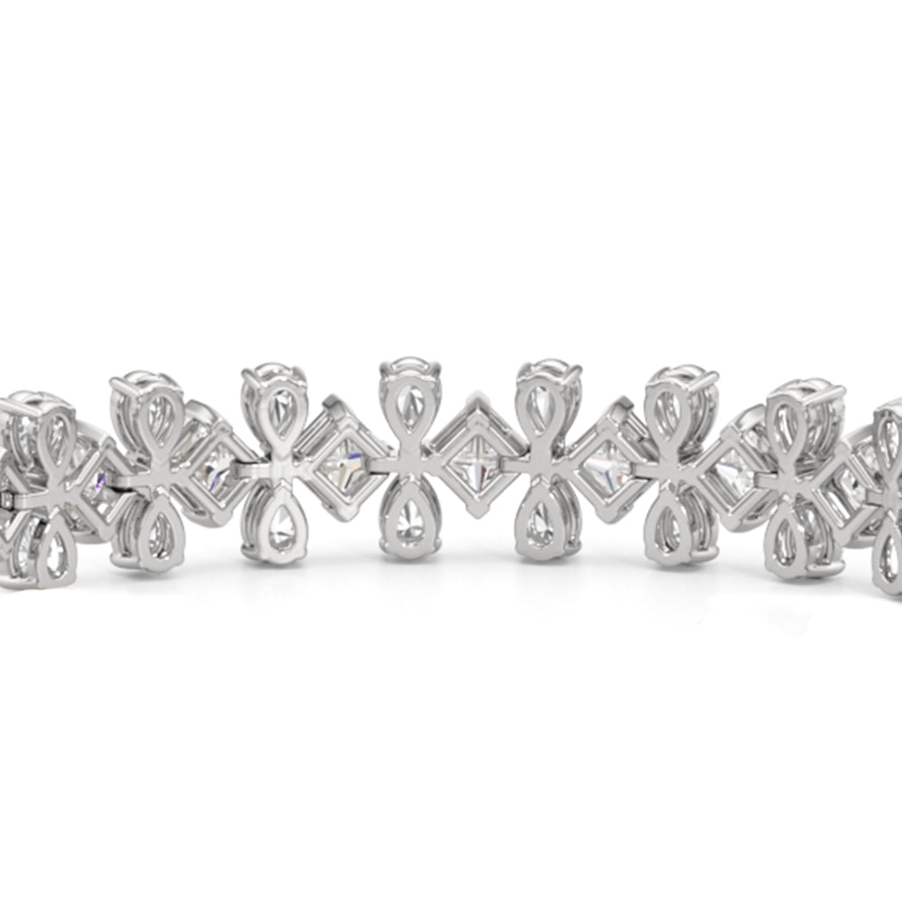 Fluer-de-lis Tennis Bracelet with Lab Cut Diamond in 14KT White Gold view 5
