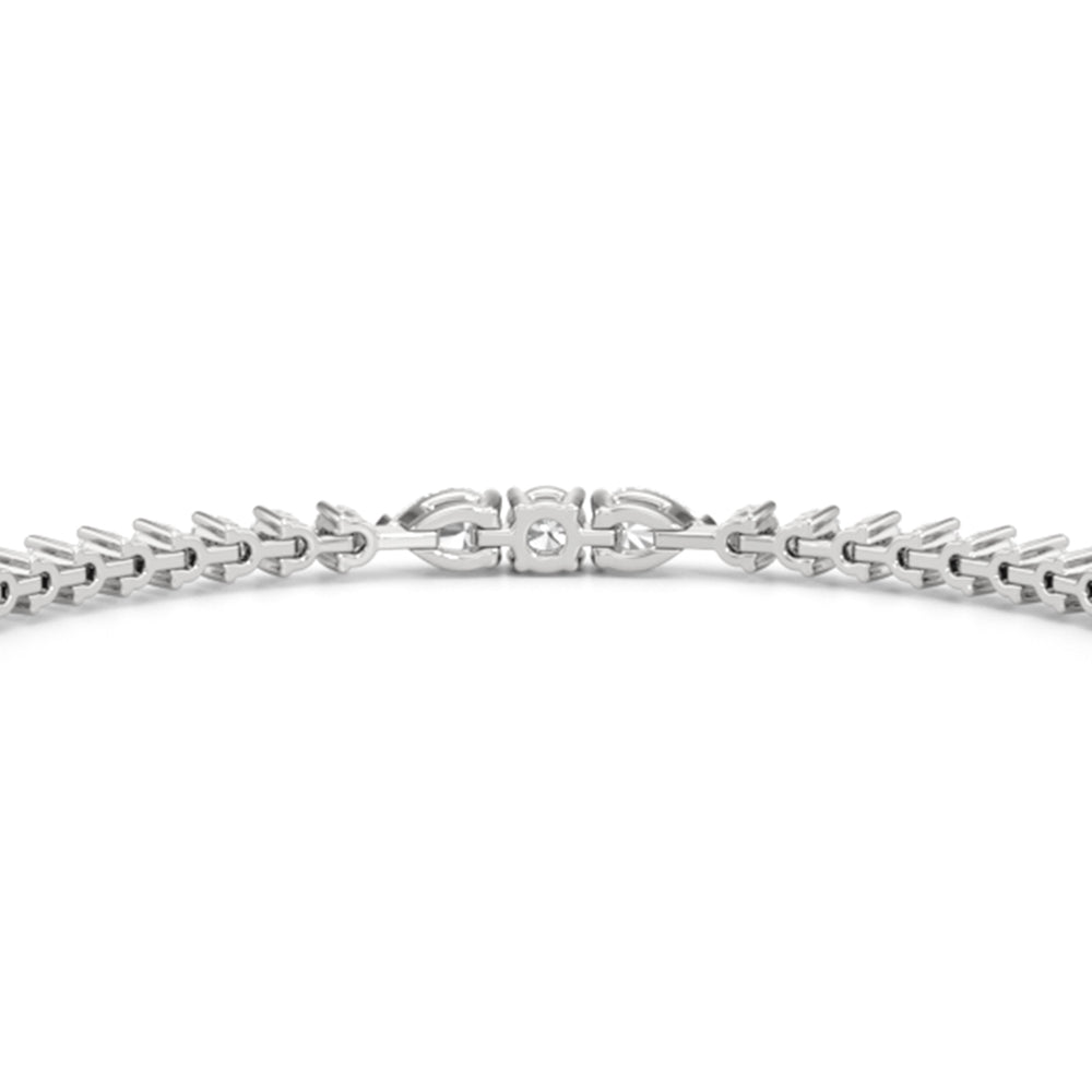 Pear and Round Sequenced Three Prong Tennis Bracelet with Lab Cut Diamond in 14KT White Gold view 6
