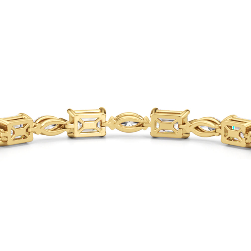 Marquise and Emerald Alternating Tennis Bracelet with Lab Cut Diamond in 14KT Yellow Gold view 6
