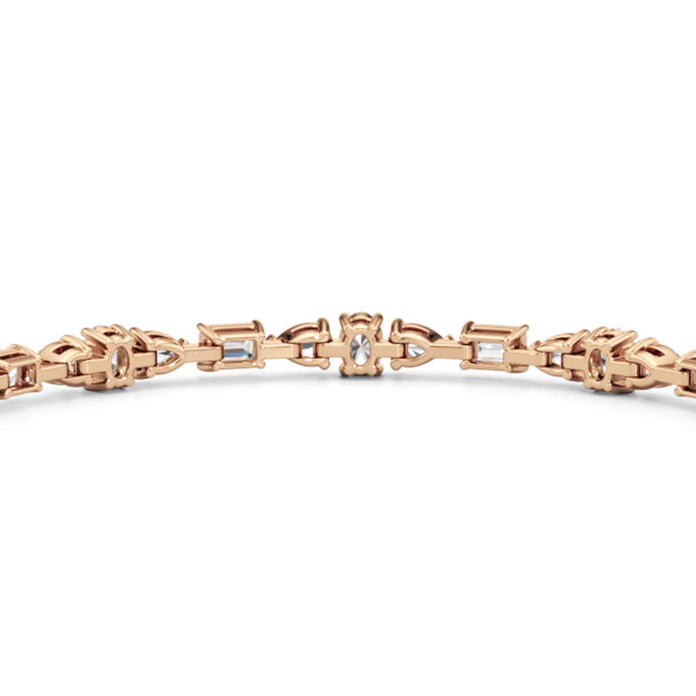 Pear and Oval Sequenced with Emerald Tennis Bracelet with 6 Cut Diamond in 14KT Rose Gold view 8
