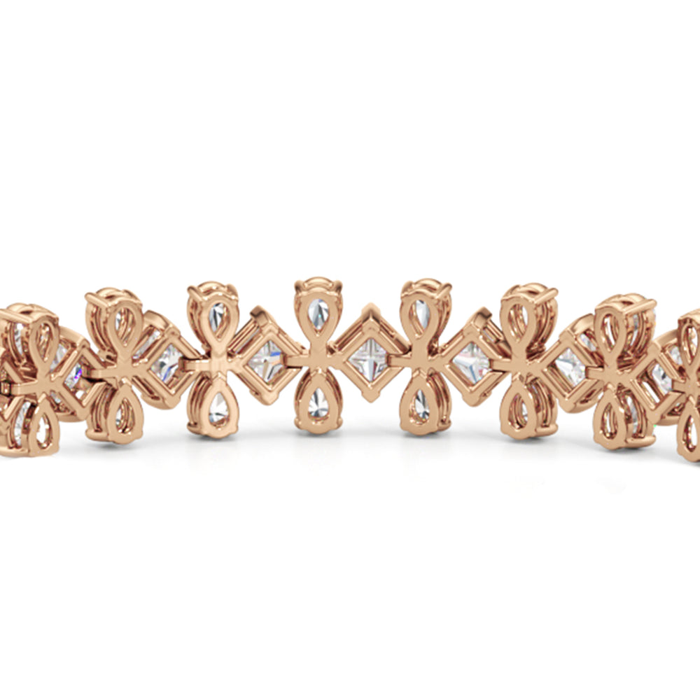 Fluer-de-lis Tennis Bracelet with Lab Cut Diamond in 14KT Rose Gold view 5
