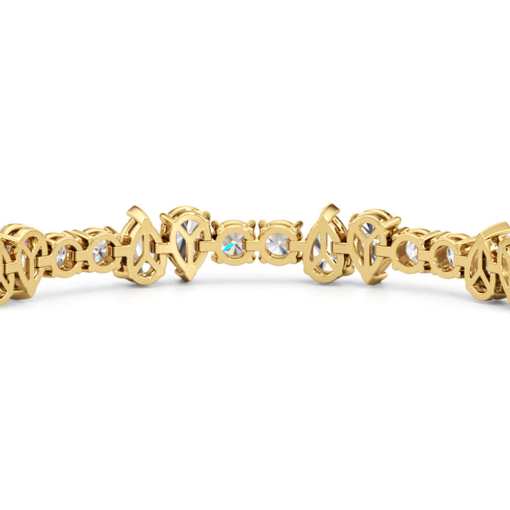 North-South Pear Sequenced Tennis Bracelet with Lab Cut Diamond in 14KT Yellow Gold view 6
