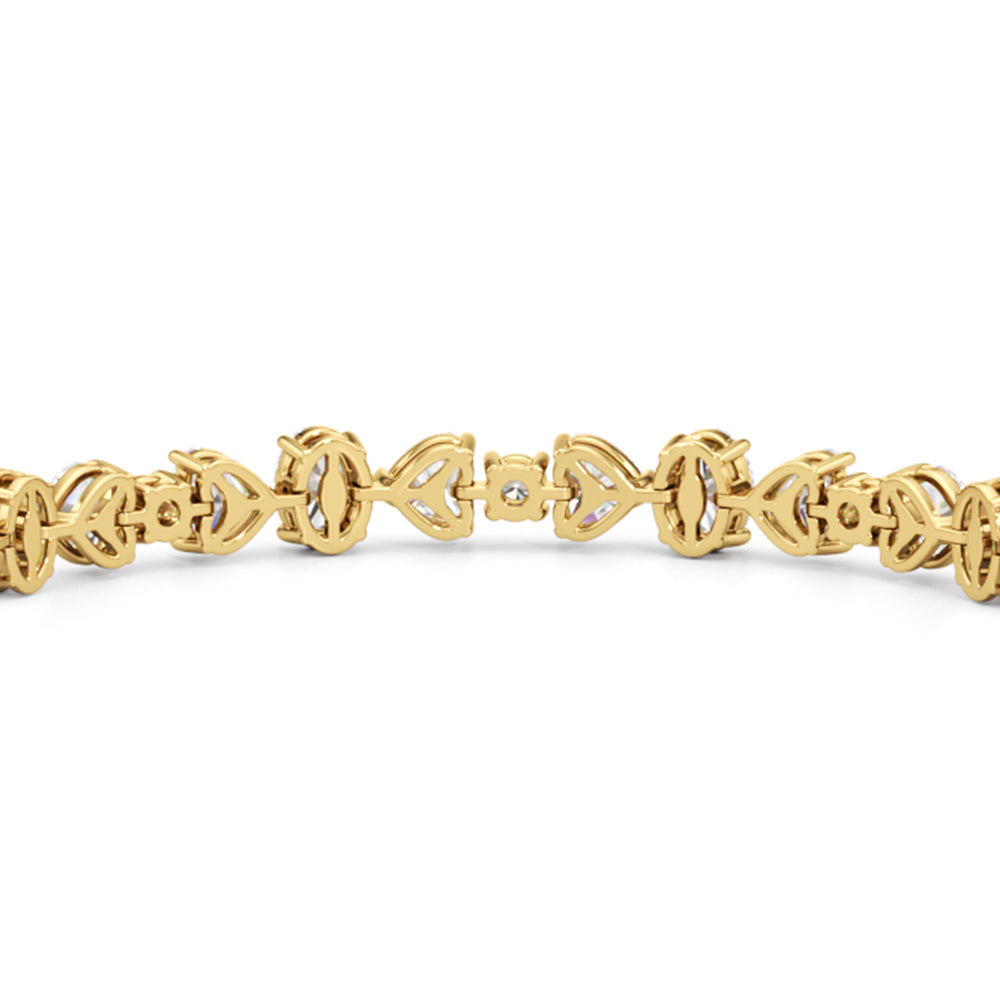 Heart and Oval Tennis Bracelet with Lab Cut Diamond in 14KT Yellow Gold view 6
