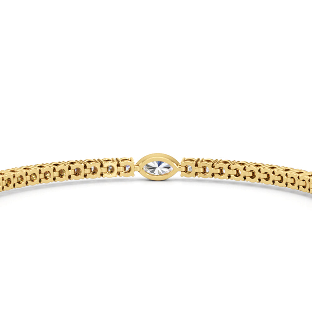 Marquise Station Tennis Bracelet with 4 1/2 Cut Diamond in 14KT Yellow Gold view 8
