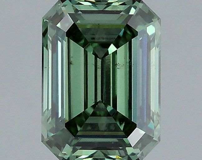 1.5 Carat Emerald Lab Diamond with  Cut Diamond in 14KT  view 1
