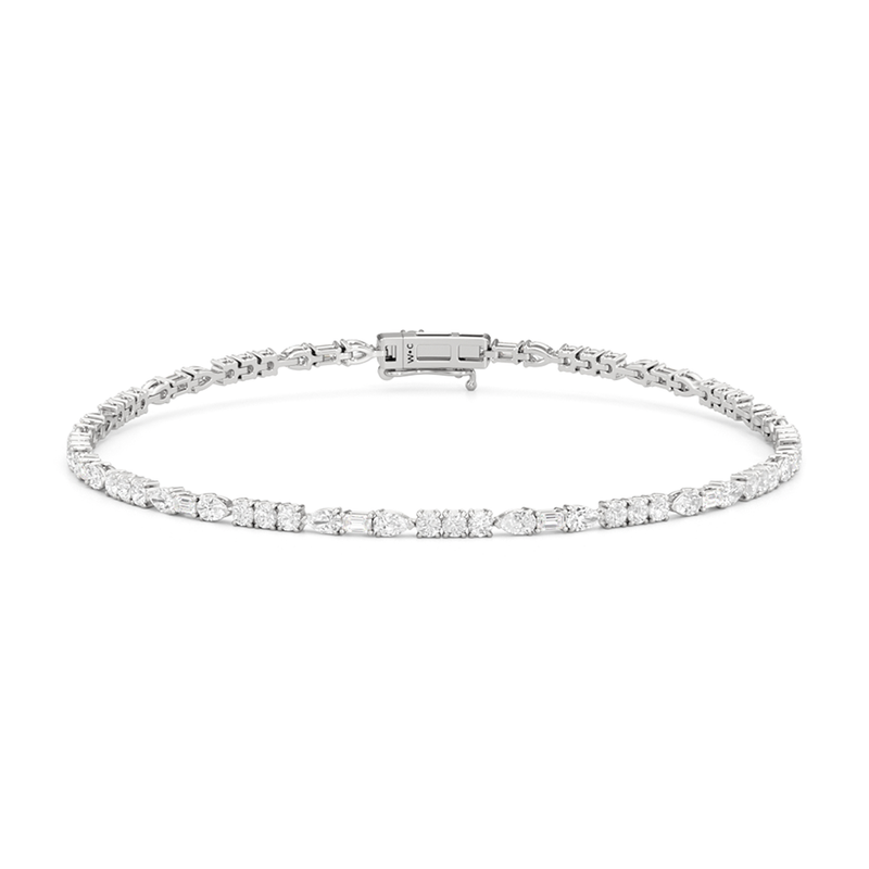 Pear, Emerald and Round Linear Tennis Bracelet